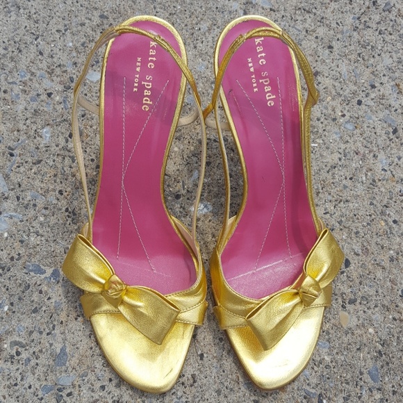 kate spade Shoes - Kate Spade-gold sandals with a bow